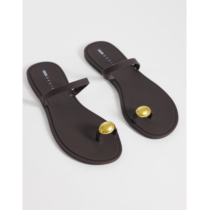 ASOS DESIGN Fritzi jelly sandal with nugget detail in chocolate