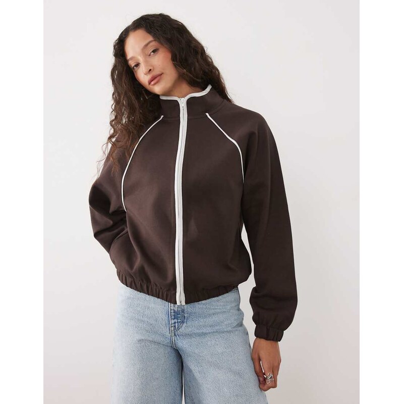 ASOS DESIGN interlock funnel neck zip through jacket with