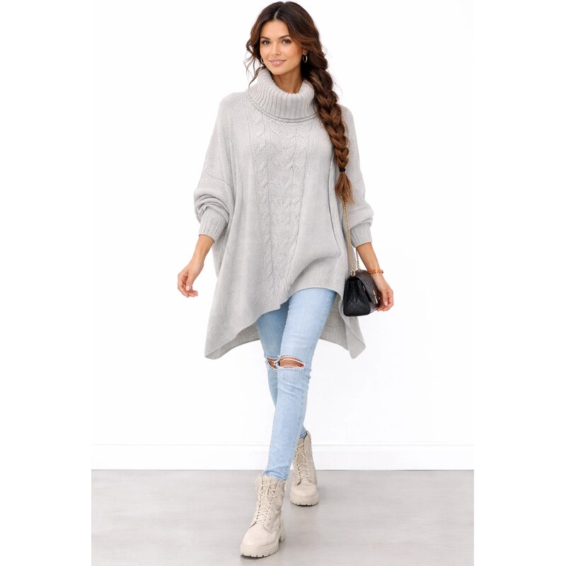 Fashionweek Dámské oversize pončo se rolákem – hřejivý svetr premium 52746121