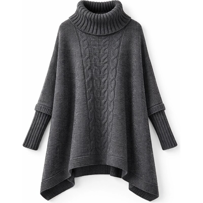 Fashionweek Dámské oversize pončo se rolákem – hřejivý svetr premium 41820312