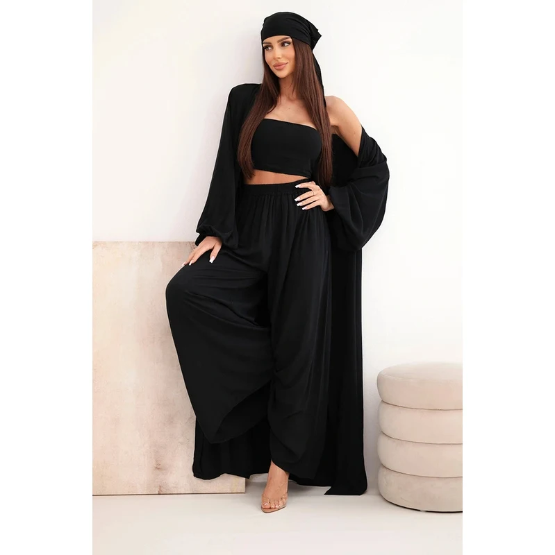 Fashionweek Dámský komplet 4v1 top, košile, kalhoty, čelenka k3354 114797910