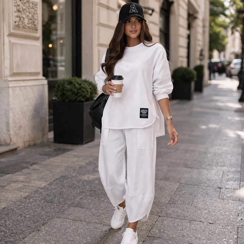 Fashionweek Bavlněná tepláková souprava halenka krátký rukáv+ kalhoty 114800036