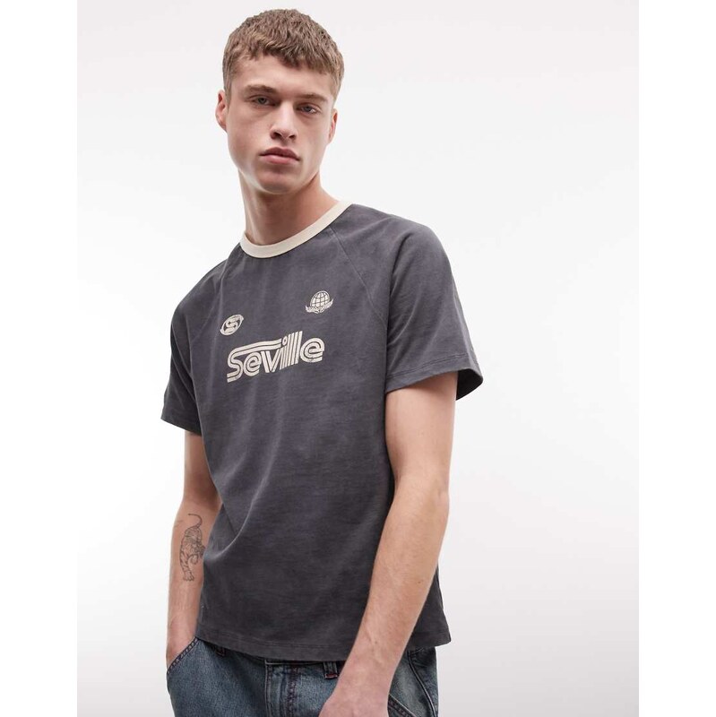 ASOS DESIGN boxy oversized raglan t-shirt with Seville football
