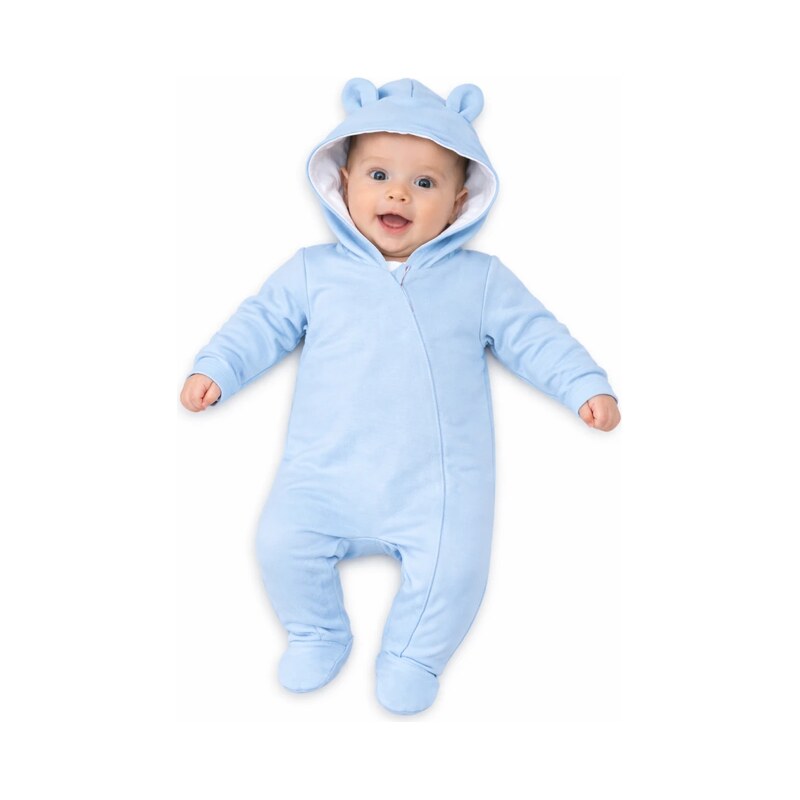 Baby Nellys Kojenecký teplákový overal s kapucí Teddy - sv.