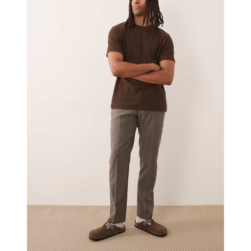 ASOS DESIGN tailored slim trousers with wool blend in charcoal -