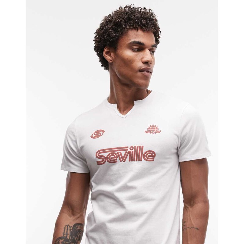 ASOS DESIGN slim t-shirt with puff print football graphic in