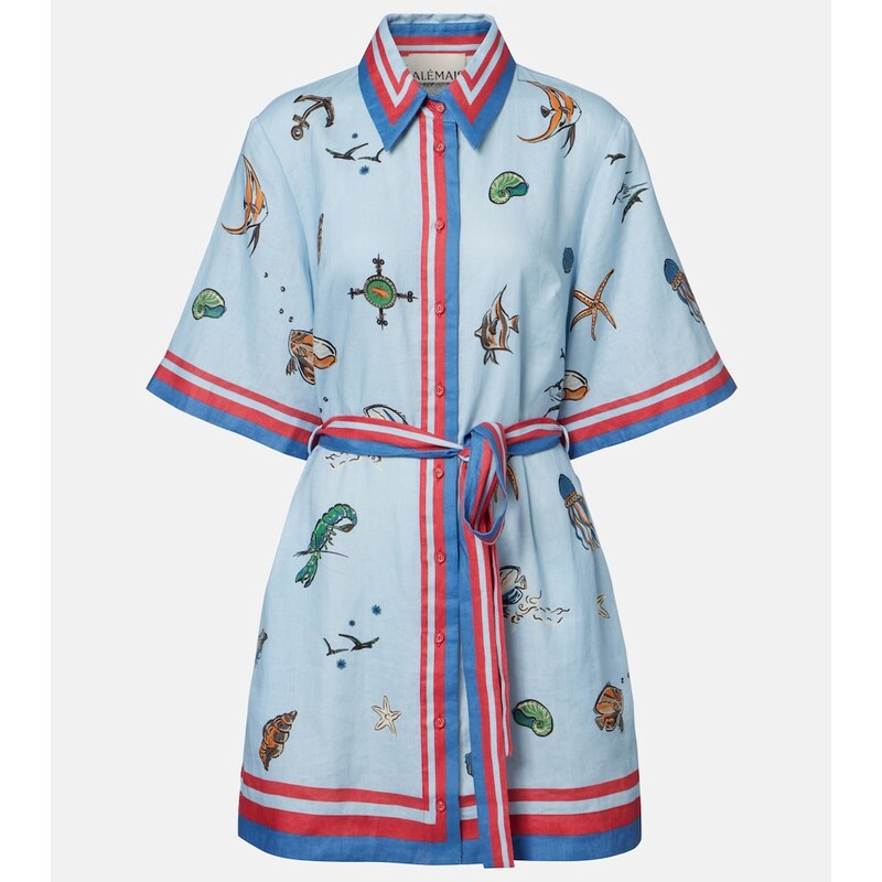 Alemais AlÃmais Printed belted linen shirt dress