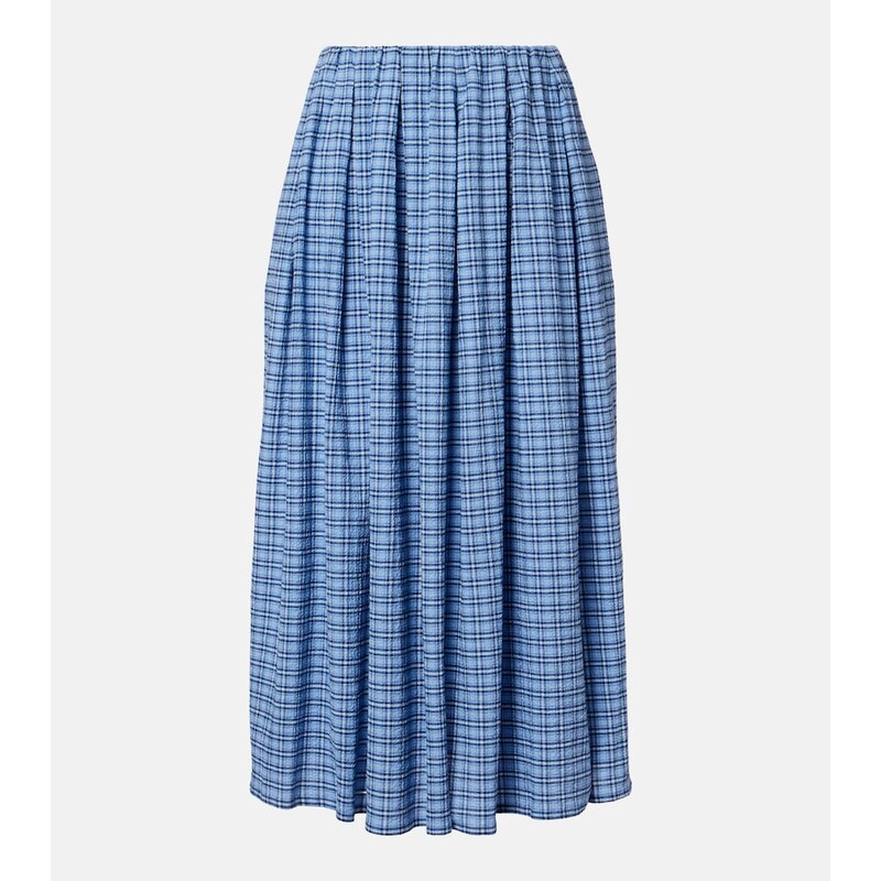 Faithfull Agora checked cotton midi skirt