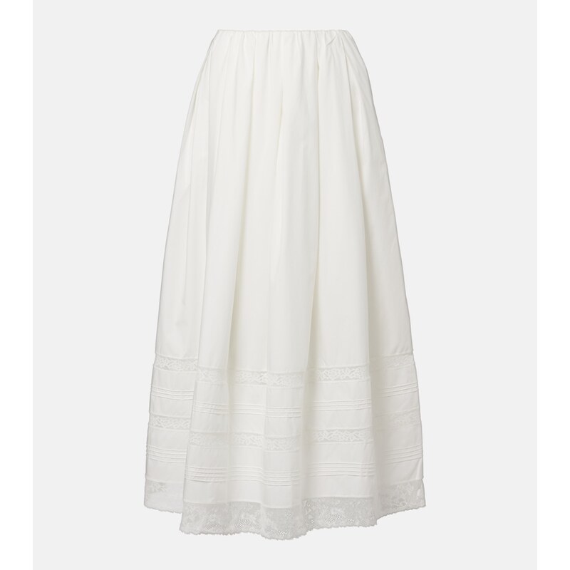 Faithfull Lyon lace-trimmed cotton midi skirt
