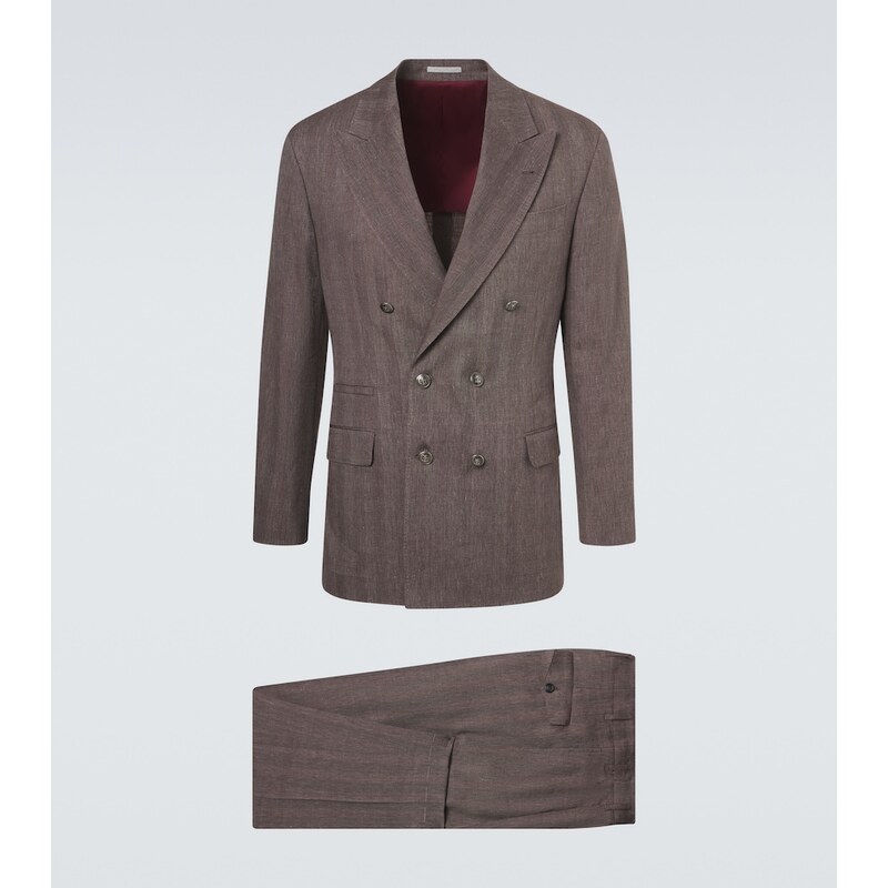 Brunello Cucinelli Herringbone linen and wool suit
