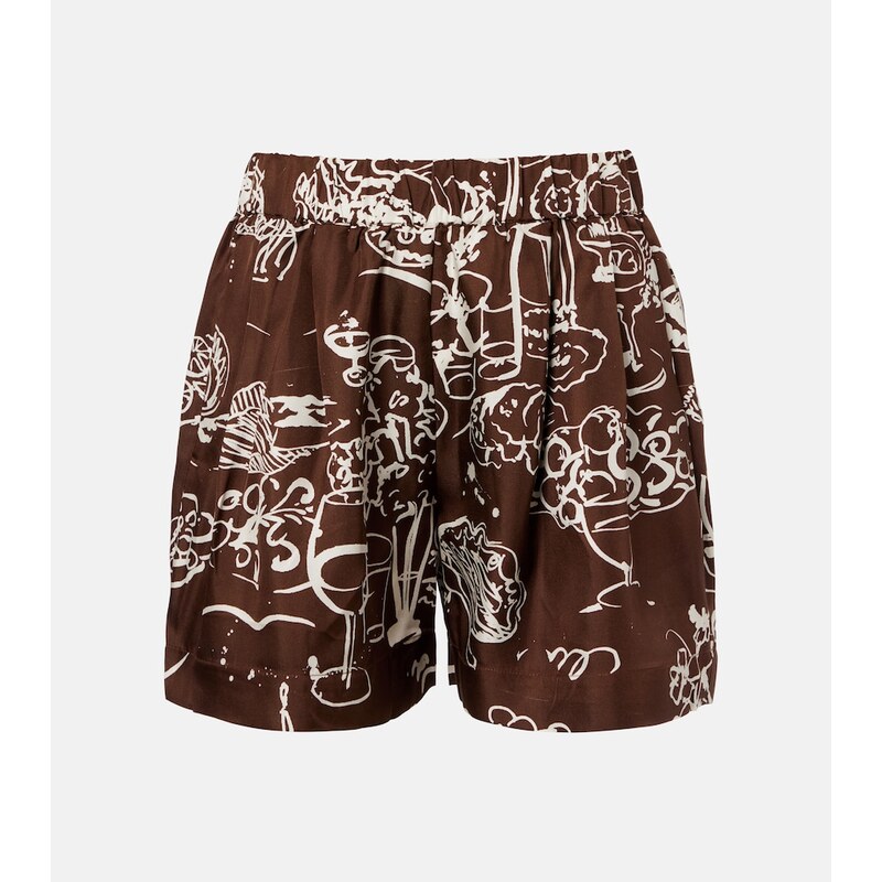 Asceno Zurich printed silk twill shorts