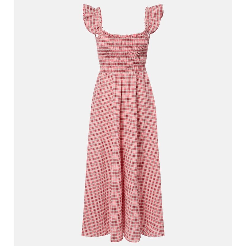 Faithfull Eudora checked cotton midi dress