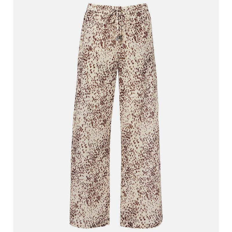 The Attico Leopard-print cotton wide-leg pants