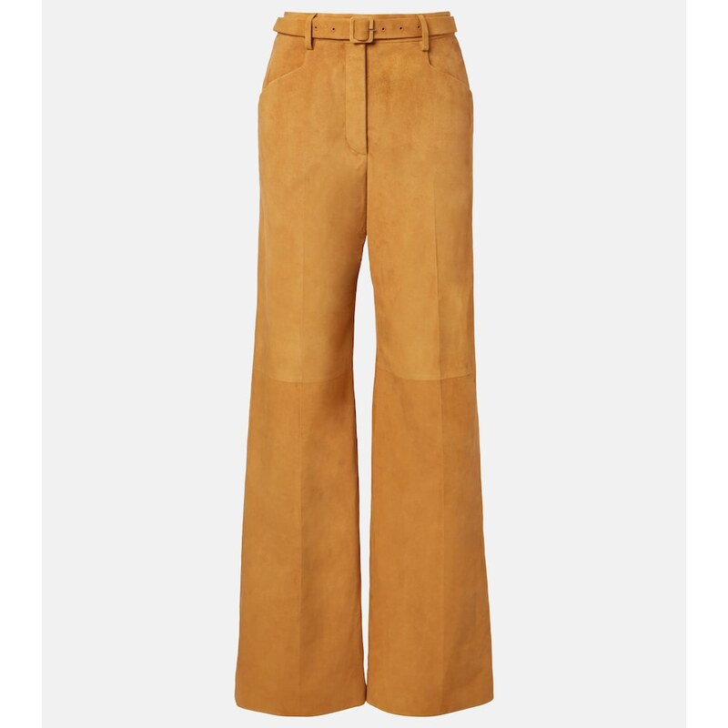 Gabriela Hearst Norman belted suede wide-leg pants