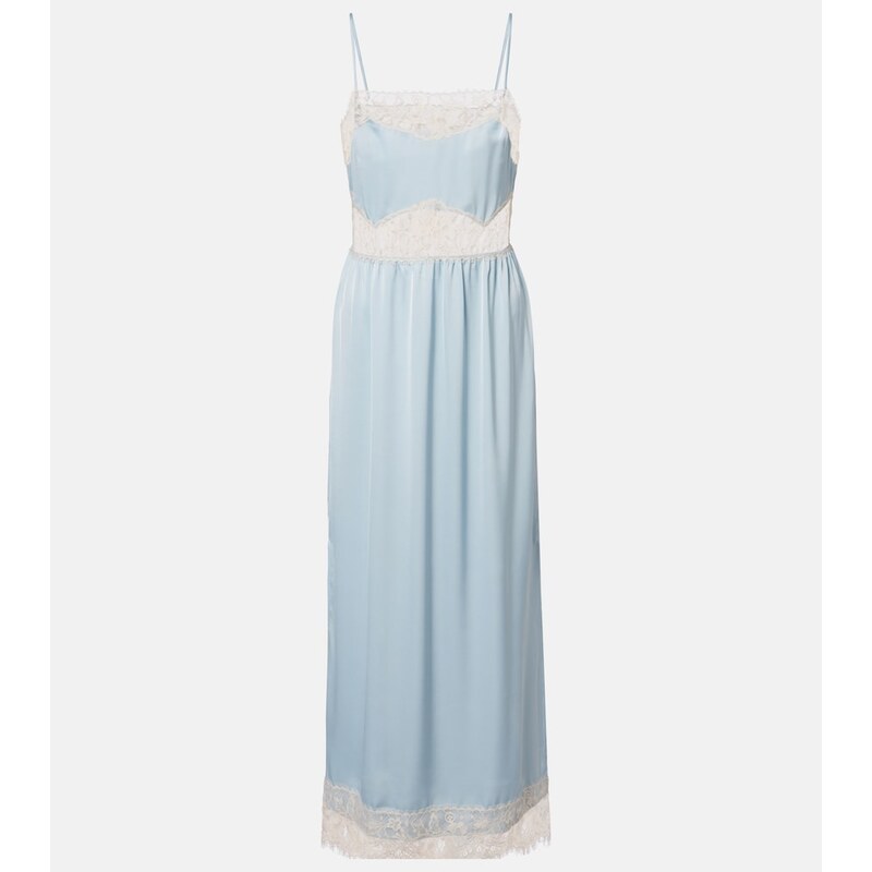 Faithfull Morris lace-trimmed satin midi dress