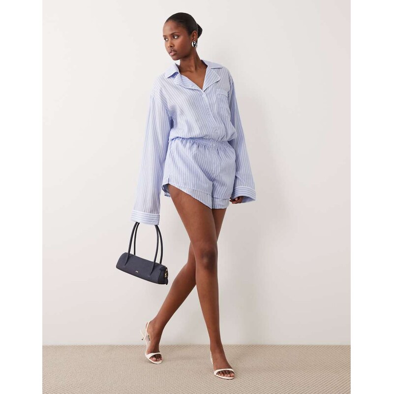 Noughts & Kisses button up wide sleeve shirt and shorts playsuit in 114804279