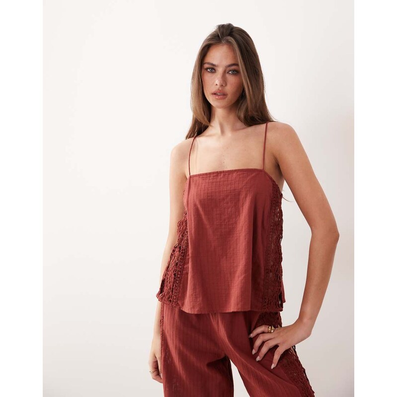 ASOS DESIGN Cleo beach top in rust-Orange