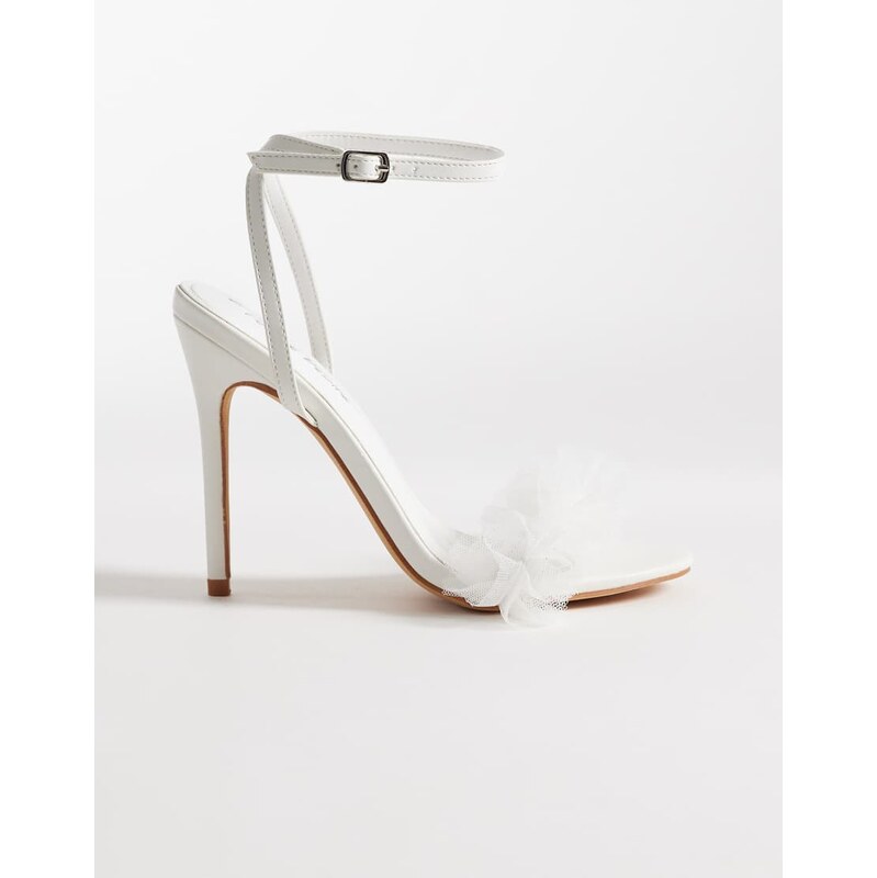 Public Desire high heeled tie leg sandals in white
