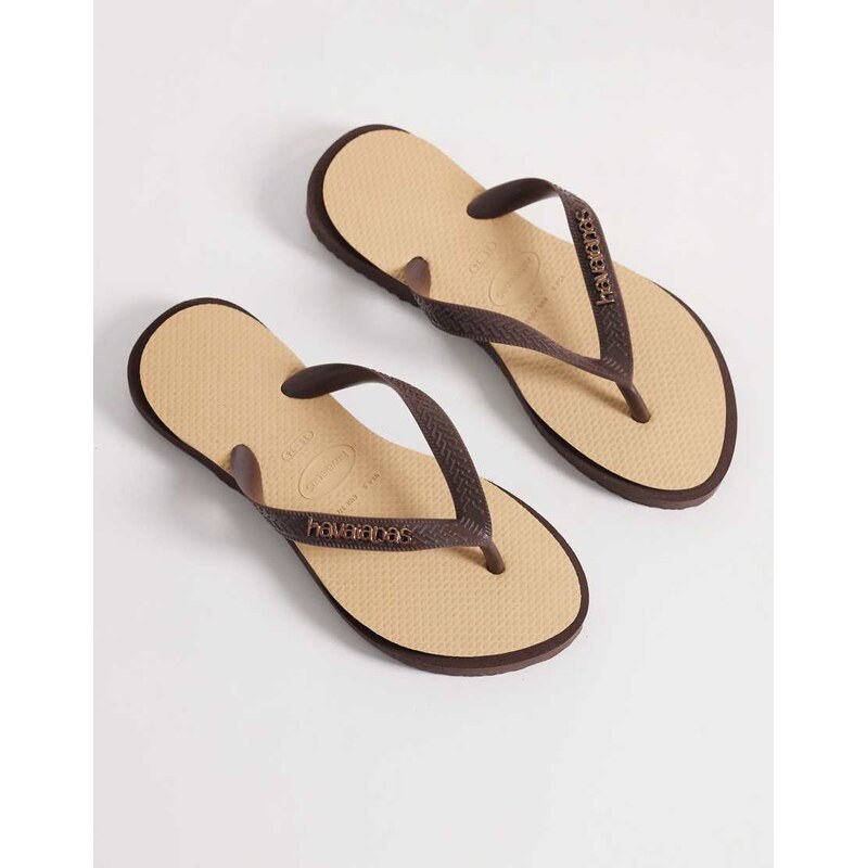 Havaianas top point flip flops in brown