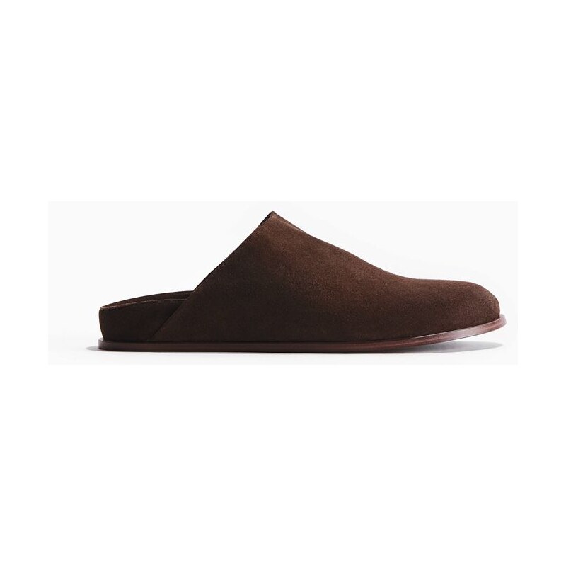H&M - Semišové pantofle se stélkou - béžová 114804956