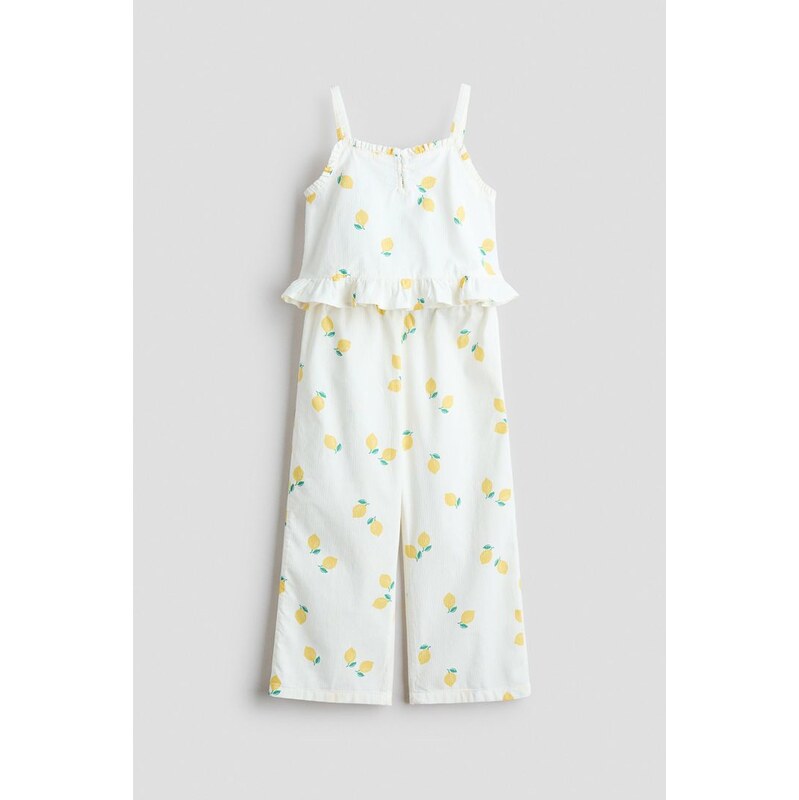 H&M - Dvoudílná souprava z tkaniny seersuckers volánky - Bílá