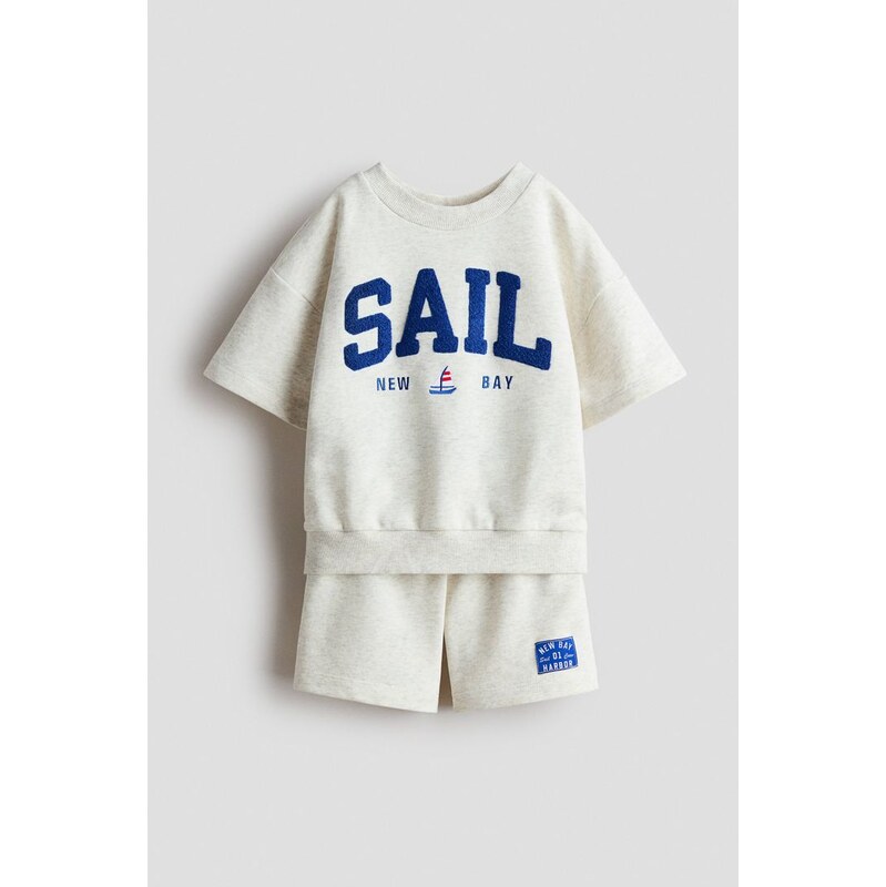 H&M - Dvoudílná souprava z teplákovinys motivem - Světle Šedý