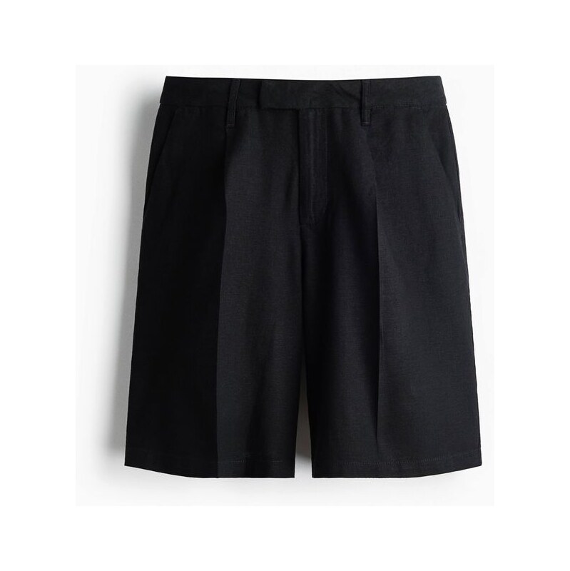 H&M - Bermudy z lněné směsi - černá 114805075