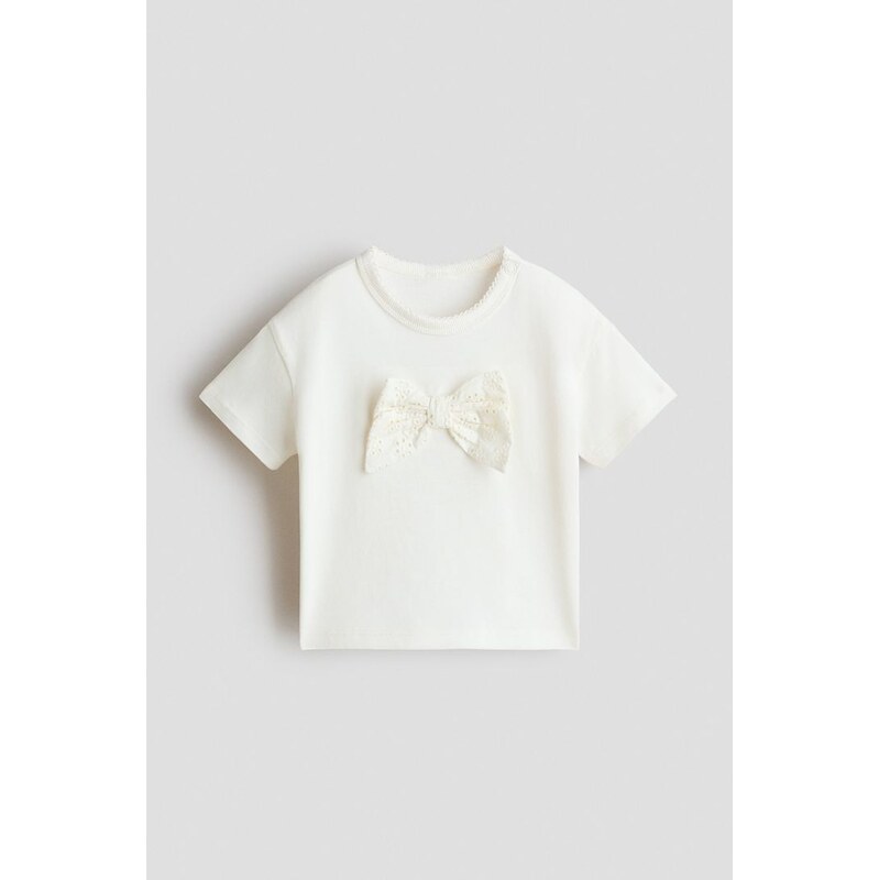 H&M - Bavlněné tričko - Krémová