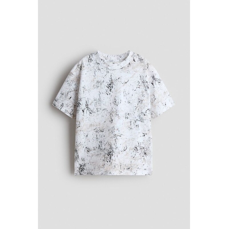 H&M - Tričkos potiskem Loose Fit - Bílá/Mramorování