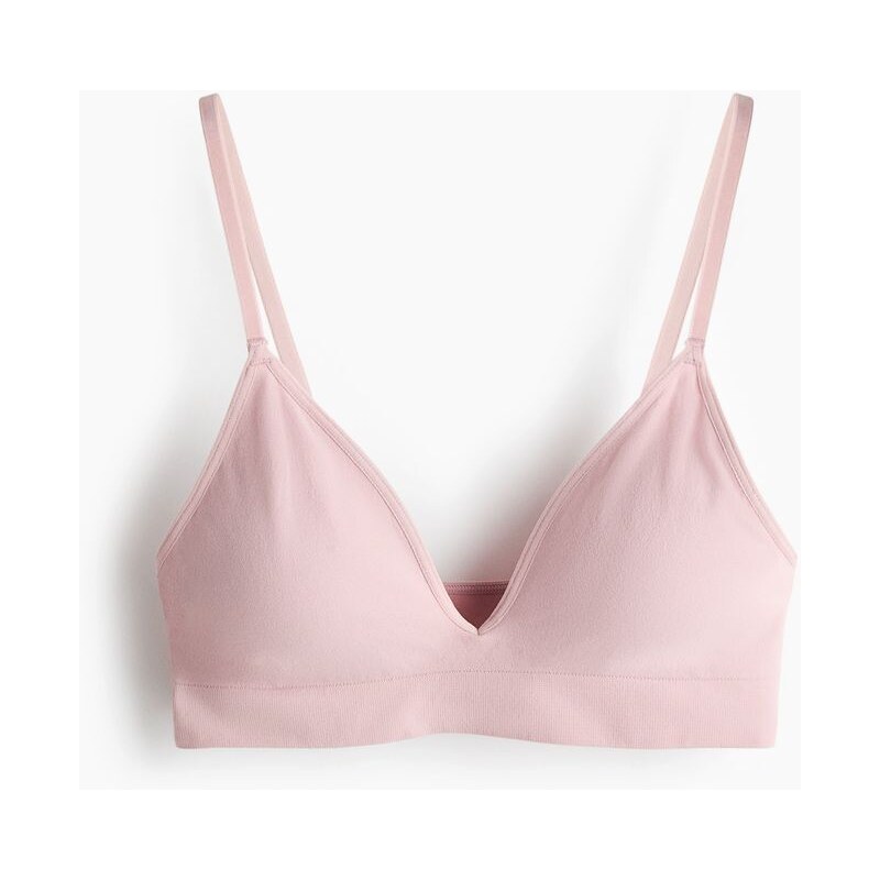 H&M - Bezešvá vyztužená měkká podprsenka - růžová 114805156