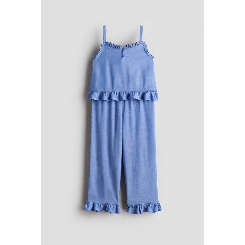 H&M - Dvoudílná souprava z tkaniny seersuckers volánky - Modrá