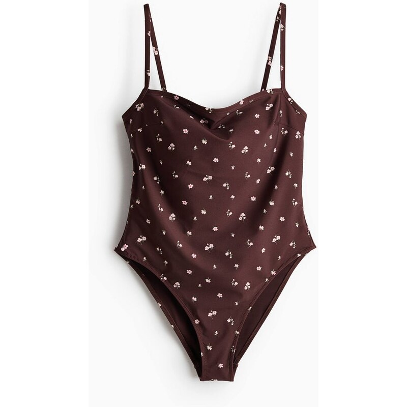 H&M - Jednodílné plavky High Legs vyztuženými košíčky - hnědá 114805304