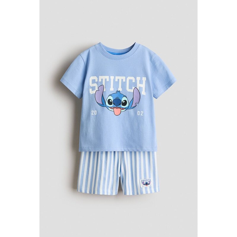 H&M - Bavlněné pyžamos potiskem - Bleděmodrá/Lilo & Stitch