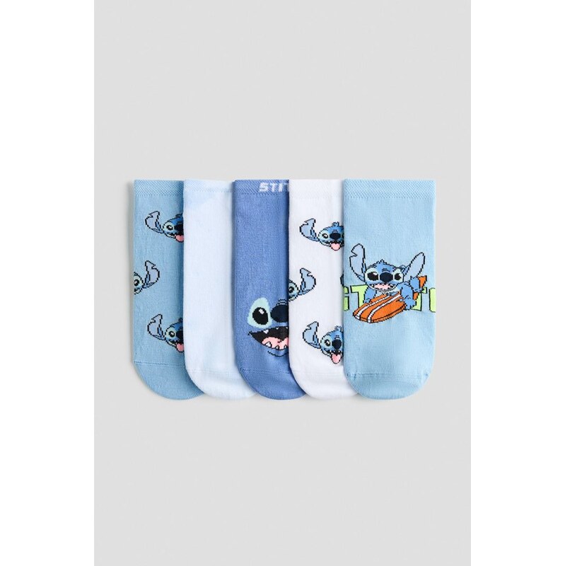 H&M - Sportovní ponožky 5 párů - Modrá/Lilo & Stitch