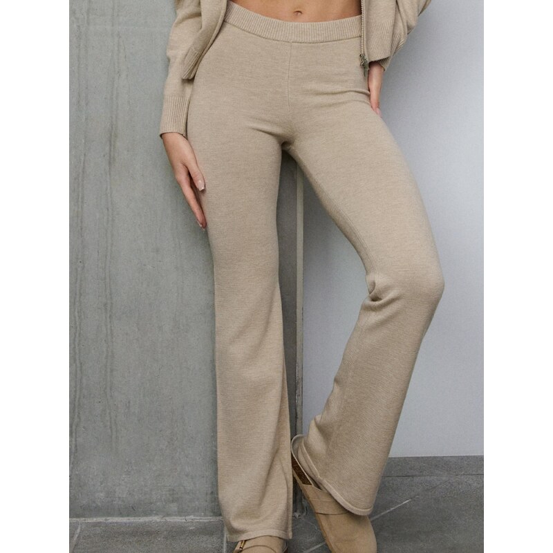 Sinsay - Kalhoty flare - béžová 110987075