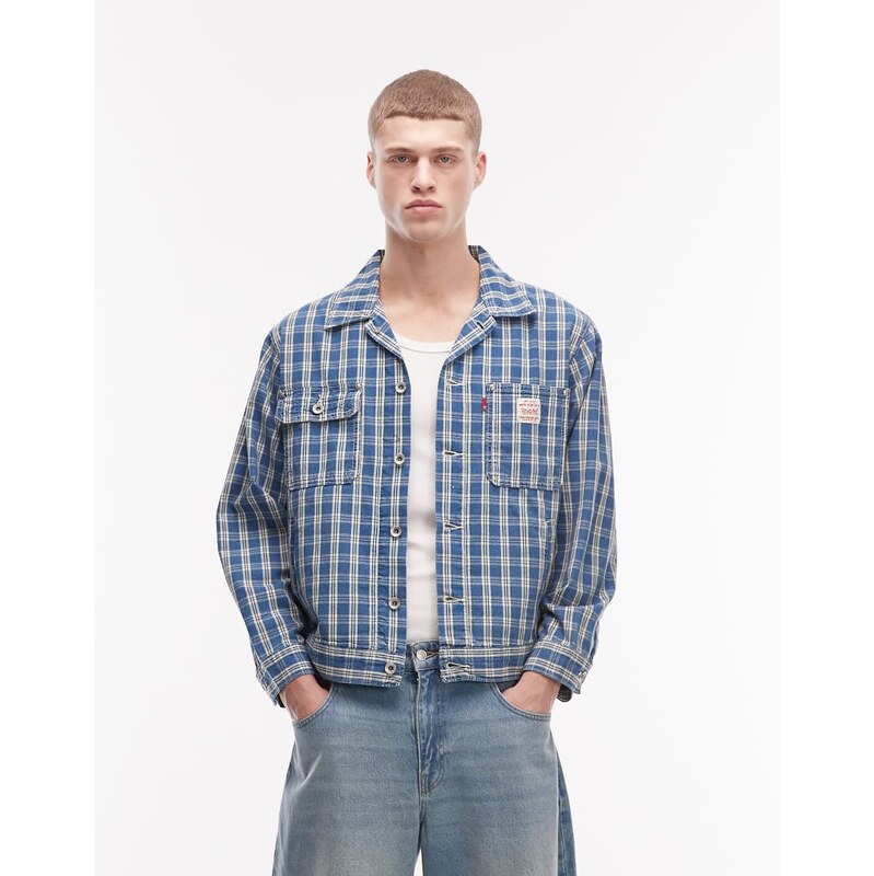 Levis Workwear Sunrise denim trucker jacket in blue check