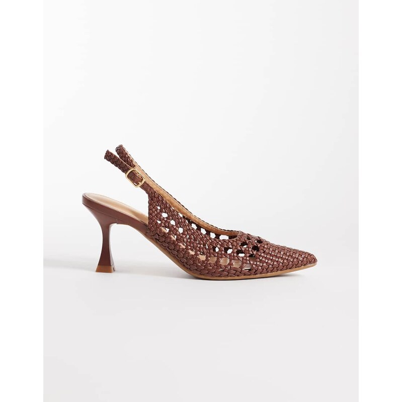 Glamorous slingback woven heeled shoes in chocolate-Brown 114807719