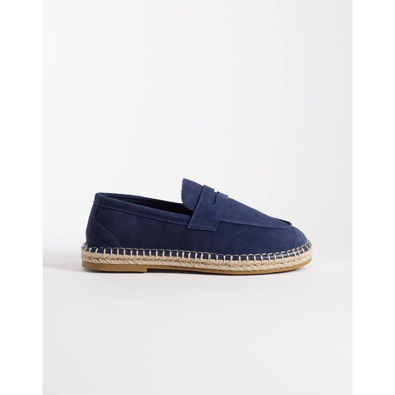 ASOS DESIGN penny loafer espadrilles in navy suede