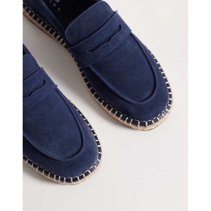 ASOS DESIGN penny loafer espadrilles in navy suede