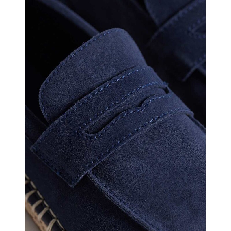 ASOS DESIGN penny loafer espadrilles in navy suede