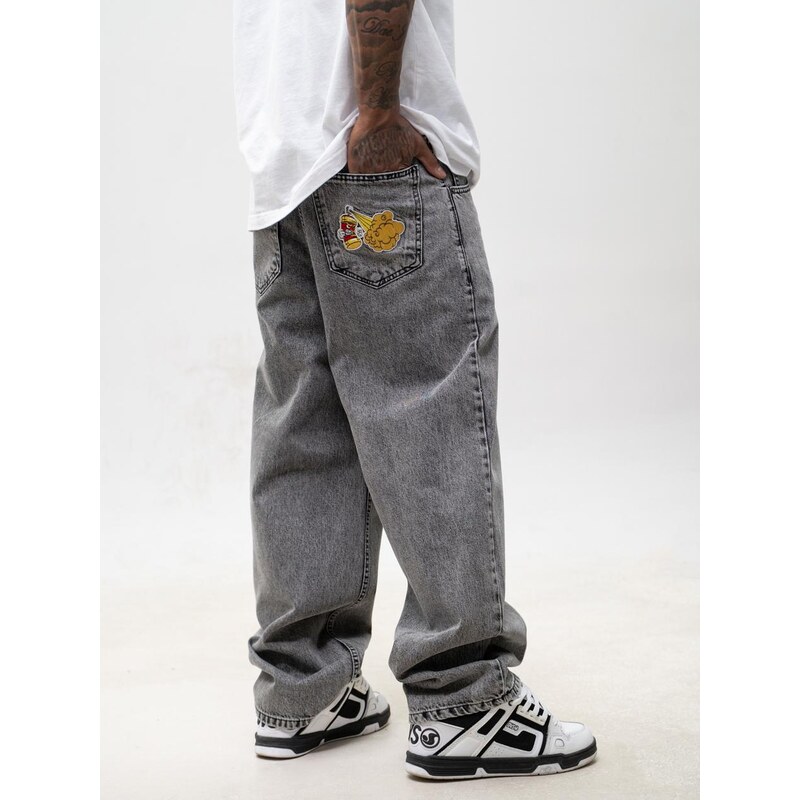 Pánské super baggy džíny černé s mramorovým vzorem Jigga Wear