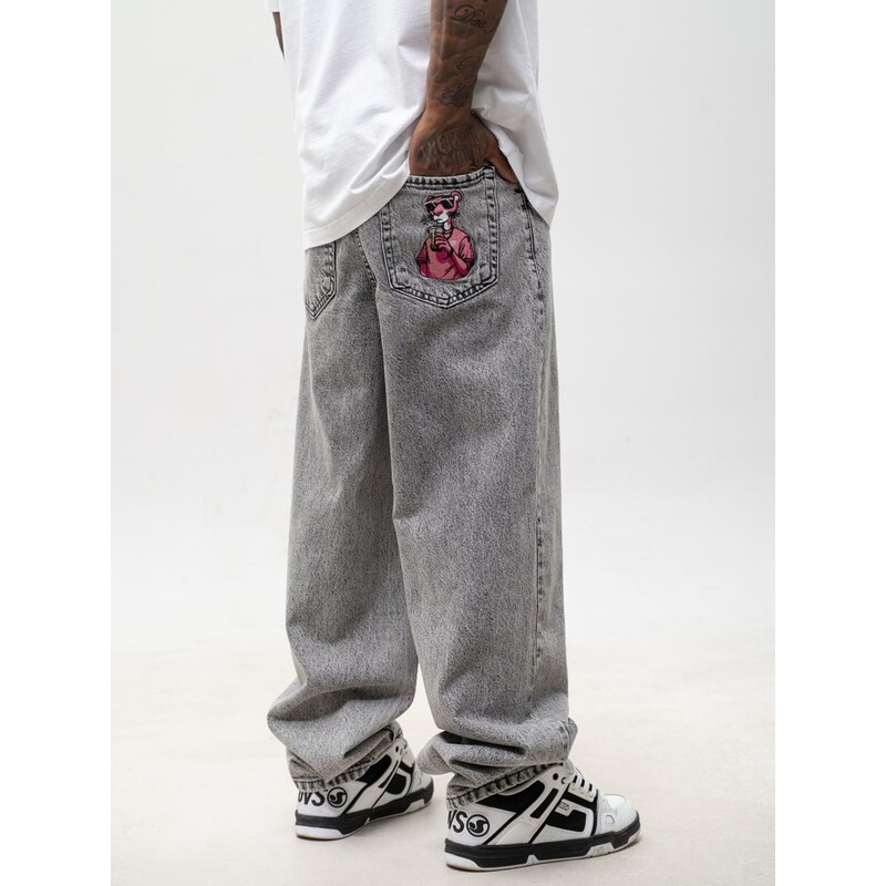 Pánské super baggy džíny světle šedé Jigga Wear G Panther