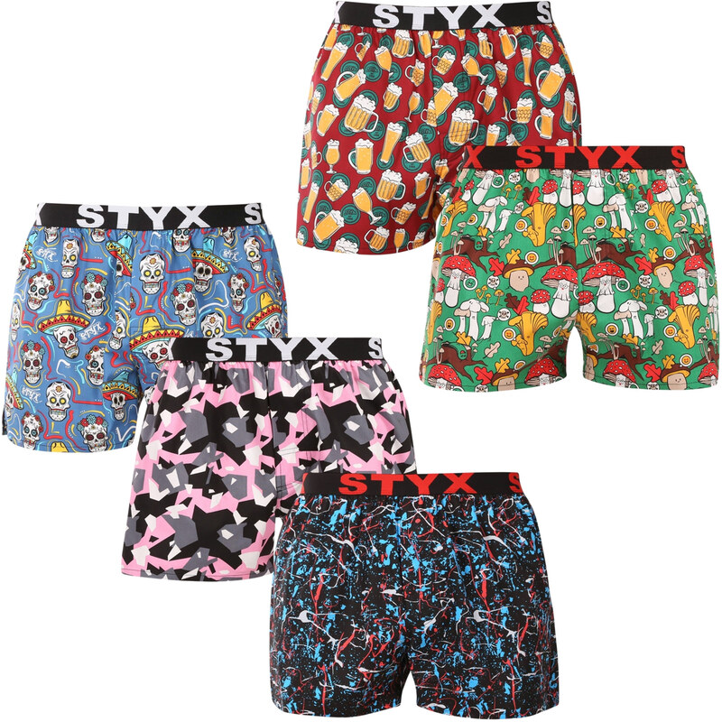 5PACK pánské trenky Styx art sportovní guma vícebarevné