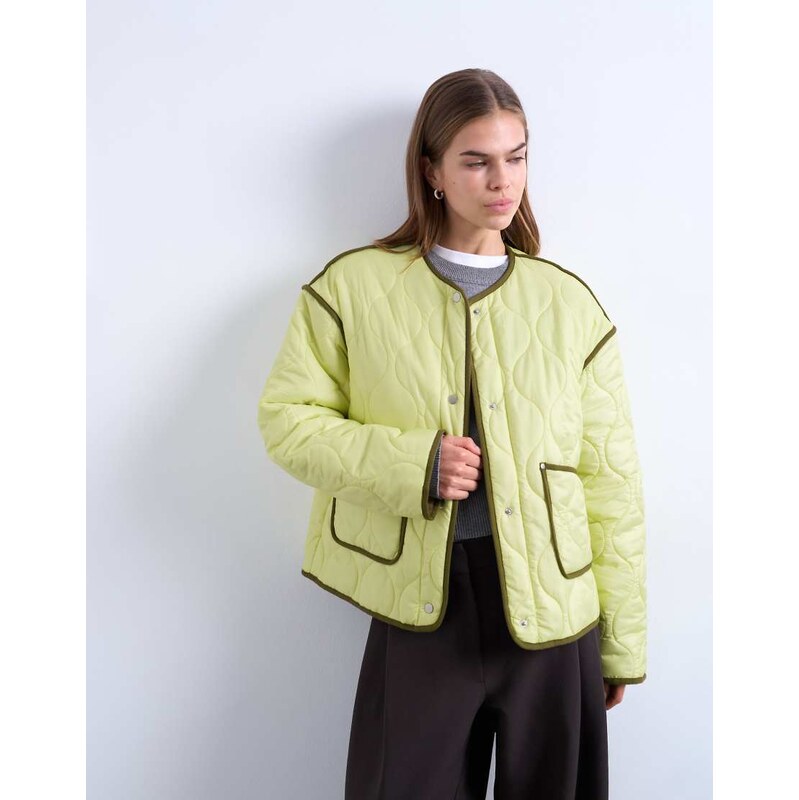 Topshop contrast quilted liner in green