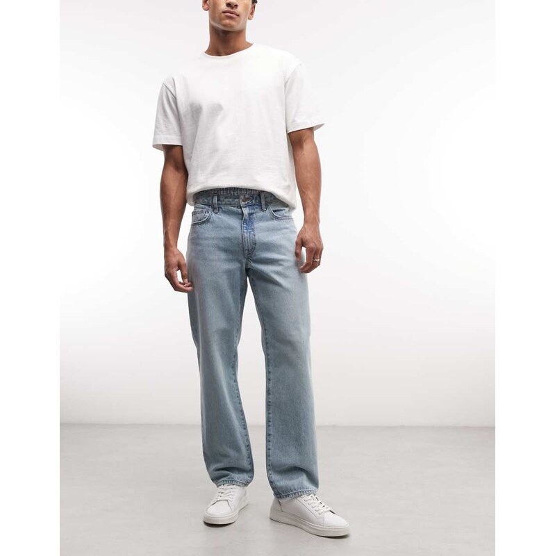 ASOS DESIGN straight jeans in light wash blue