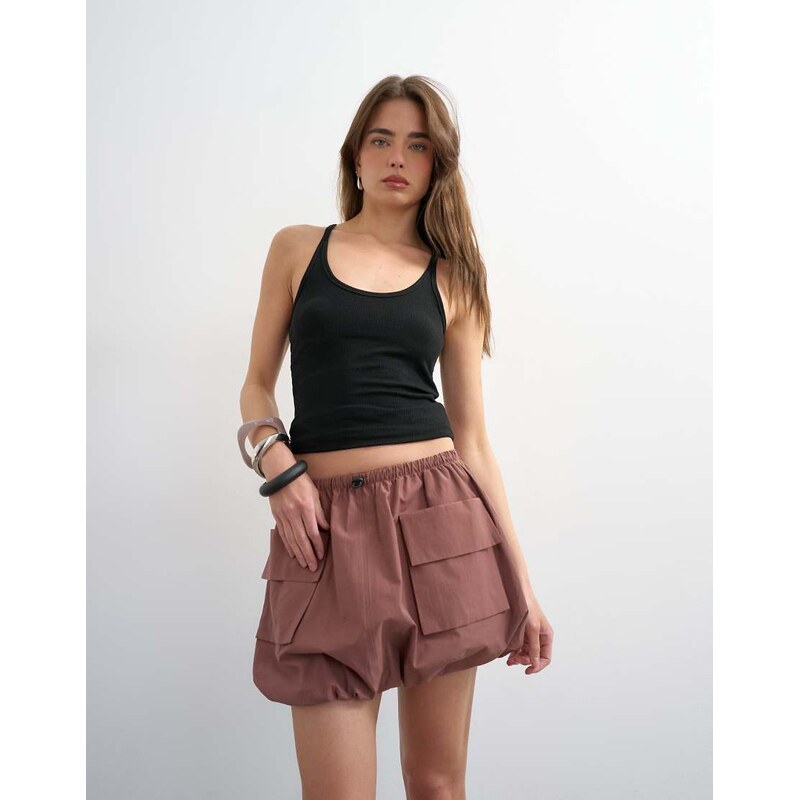 Topshop toggle waist bubble utility skort in pink