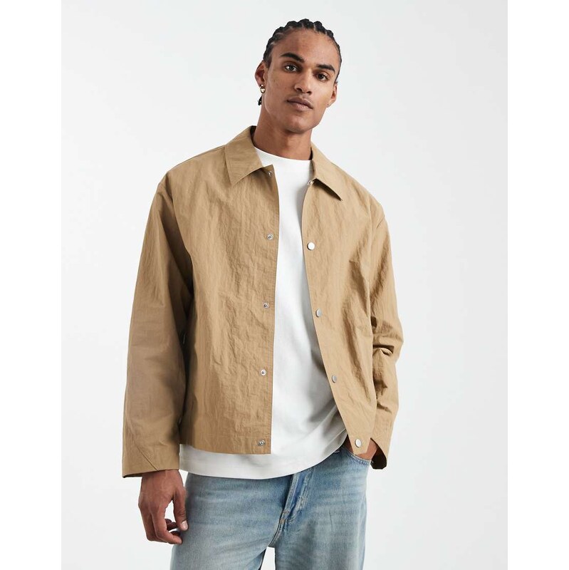 ASOS DESIGN lightweight nylon jacket in neutral