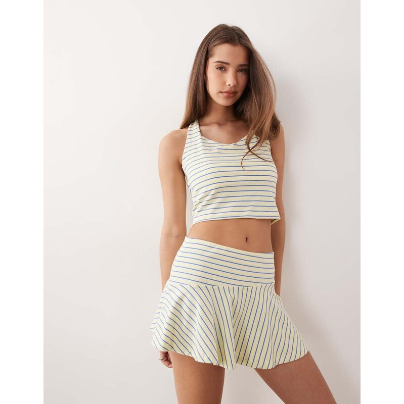 The Frolic exclusive jersey frill mini skirt co-ord in yellow &