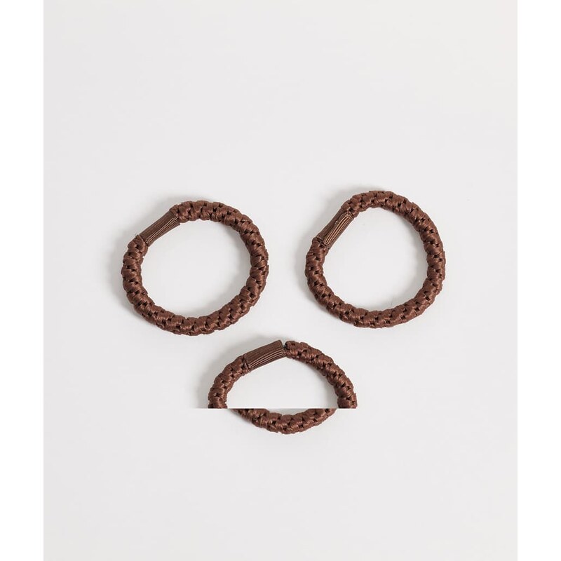ARKET 3-pack braided hair ties in dark browm-Brown 114811758