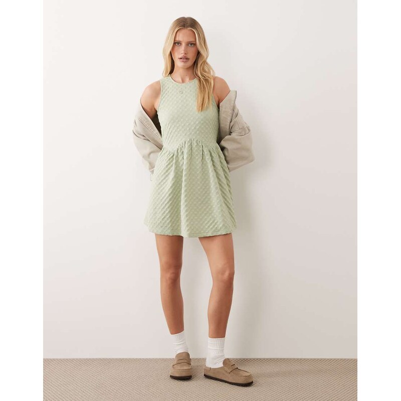 Vila flippy hem textured mini dress in daiquiri green